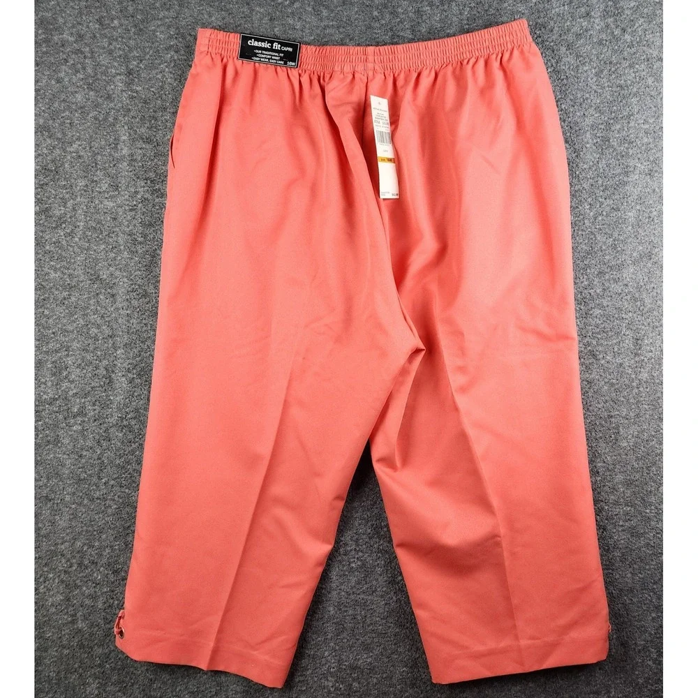 Alfred‎ Dunner Capri Pants Women 16W Tangerine Classic Fit Elastic Waist NWT
